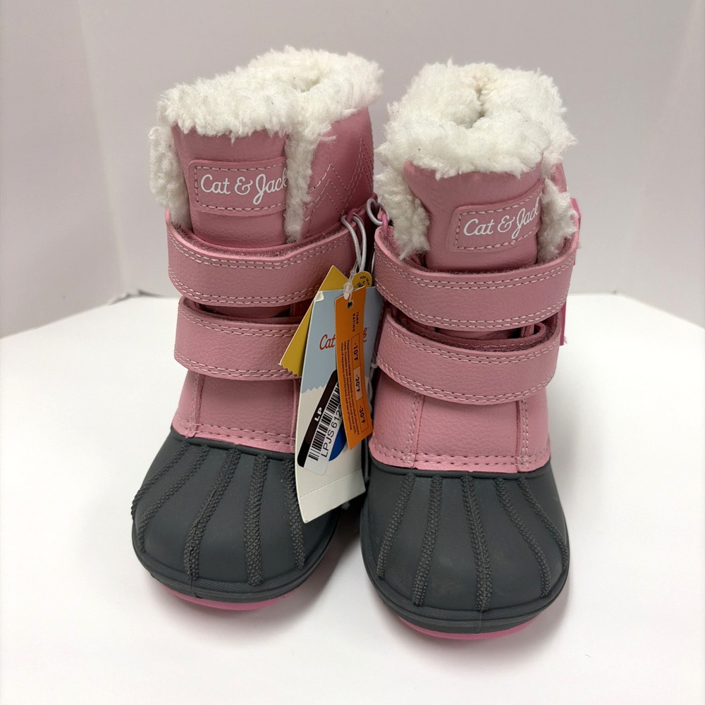 Pink & Gray Winter Boots with Faux Fur Toddler Girls Size 7 Thermalite NEW